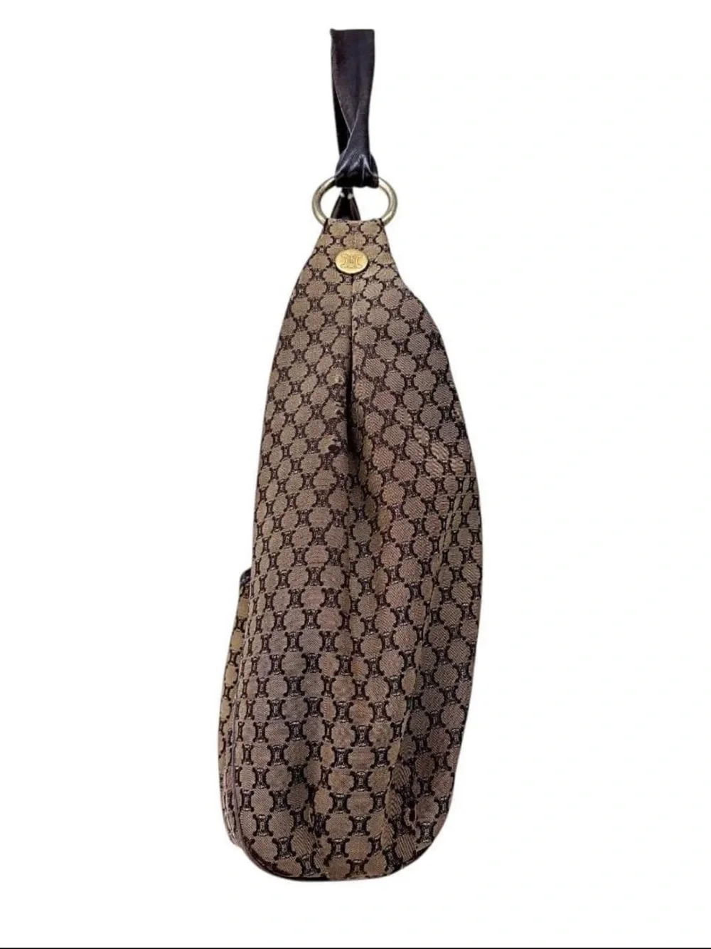 Celine Brown Monogram Shoulder Hobo Bag